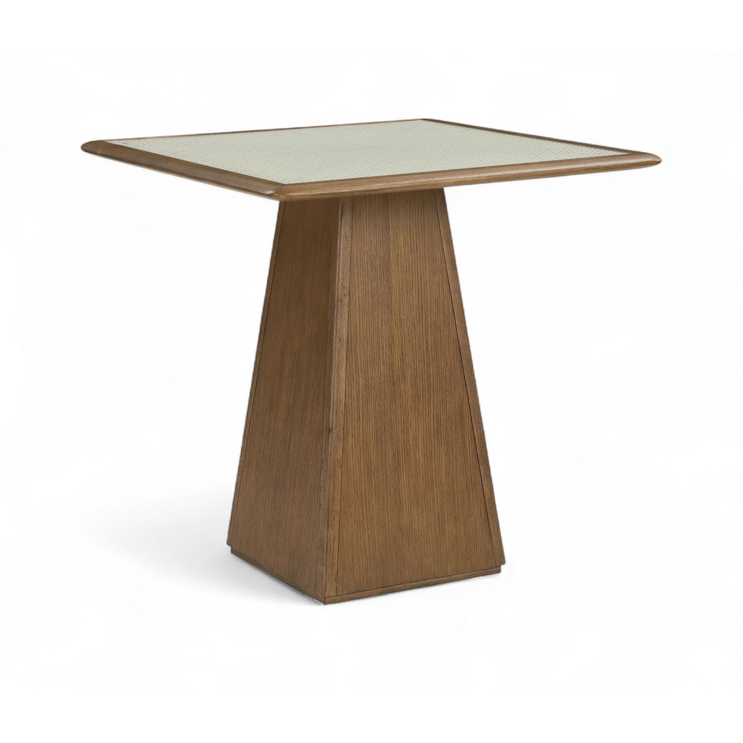 Atrium Glass And Cane Top With Solid Wood Base Counter Height Table — Brown