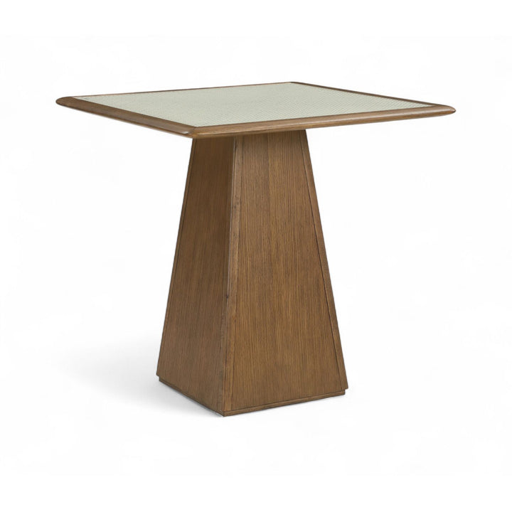 Atrium Glass And Cane Top With Solid Wood Base Counter Height Table — Brown