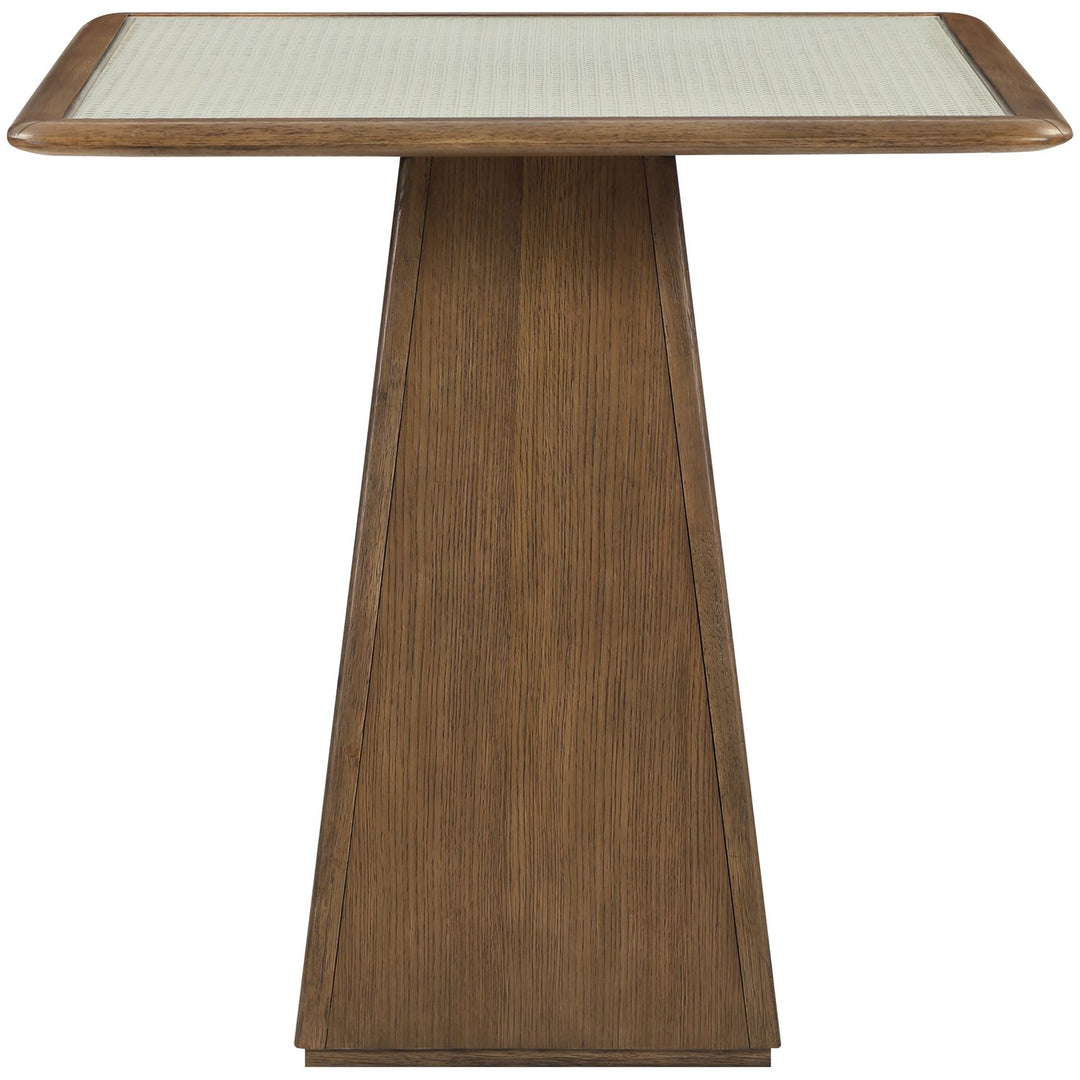 Atrium Glass And Cane Top With Solid Wood Base Counter Height Table — Brown
