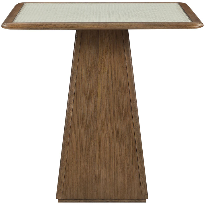 Atrium Glass And Cane Top With Solid Wood Base Counter Height Table — Brown