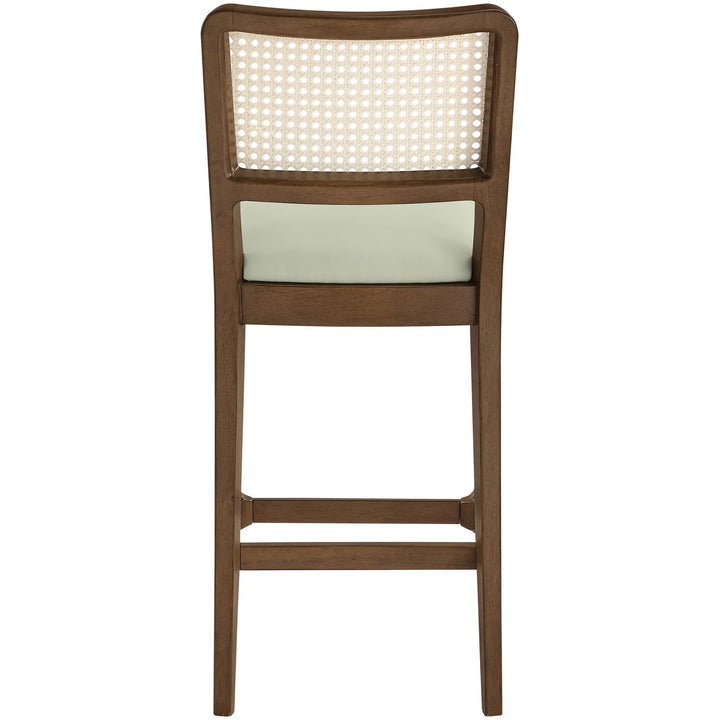 Atrium Cane Back And Vegan Leather Upholstered Seat Counter Stool — Mint / Brushed Brown