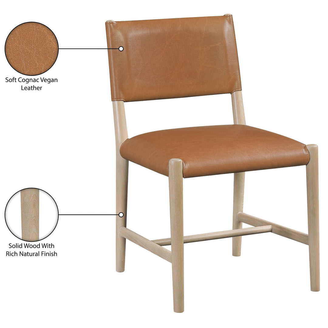 Andie Vegan Leather Upholstered Dining Chair — Cognac / Stained Natural / White Cerusing