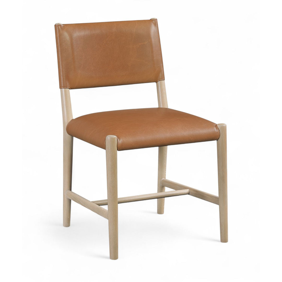 Andie Vegan Leather Upholstered Dining Chair — Cognac / Stained Natural / White Cerusing