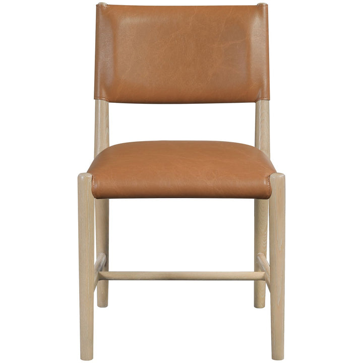 Andie Vegan Leather Upholstered Dining Chair — Cognac / Stained Natural / White Cerusing