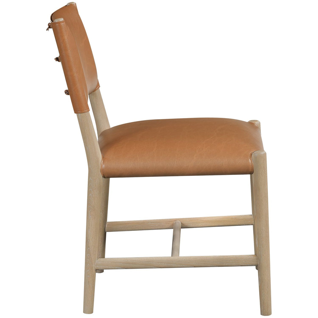 Andie Vegan Leather Upholstered Dining Chair — Cognac / Stained Natural / White Cerusing