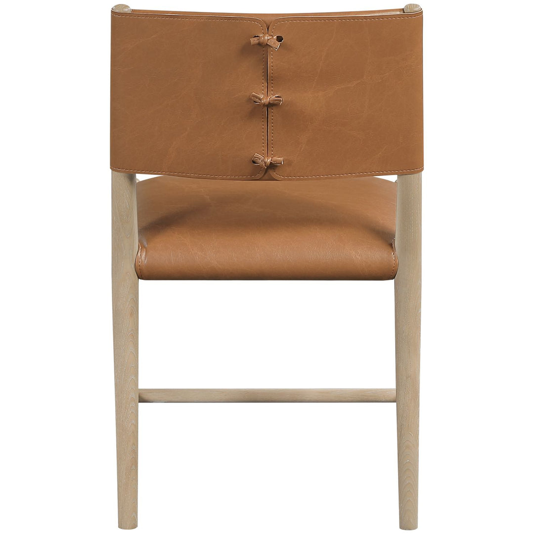 Andie Vegan Leather Upholstered Dining Chair — Cognac / Stained Natural / White Cerusing