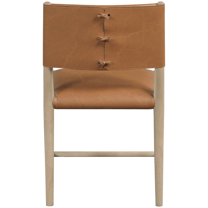 Andie Vegan Leather Upholstered Dining Chair — Cognac / Stained Natural / White Cerusing