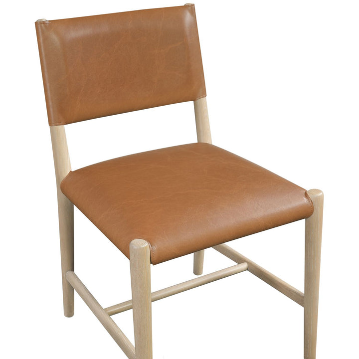 Andie Vegan Leather Upholstered Dining Chair — Cognac / Stained Natural / White Cerusing