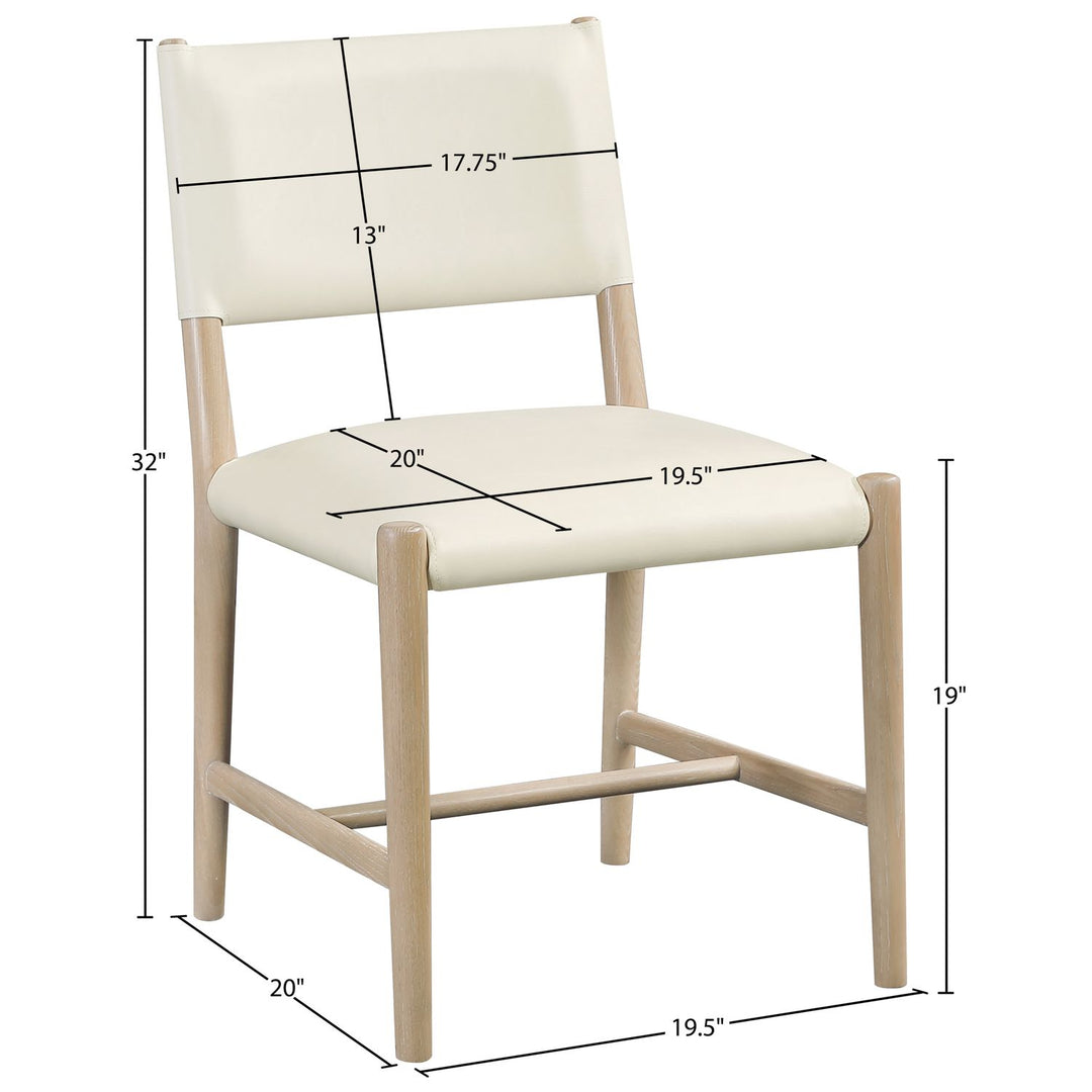 Andie Vegan Leather Upholstered Dining Chair — Cream / Stained Natural / White Cerusing