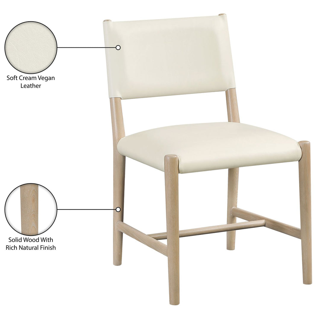 Andie Vegan Leather Upholstered Dining Chair — Cream / Stained Natural / White Cerusing