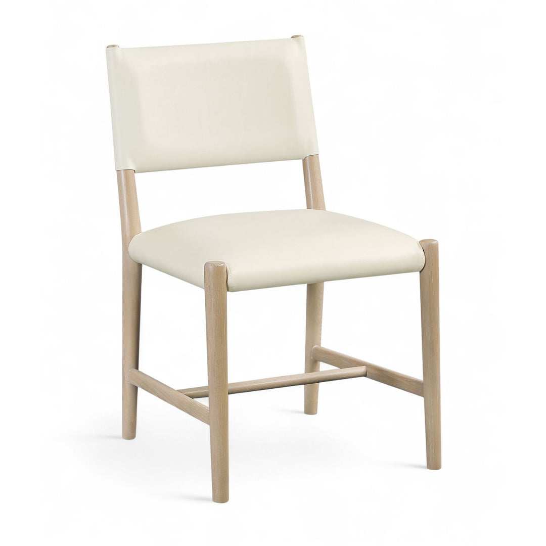 Andie Vegan Leather Upholstered Dining Chair — Cream / Stained Natural / White Cerusing