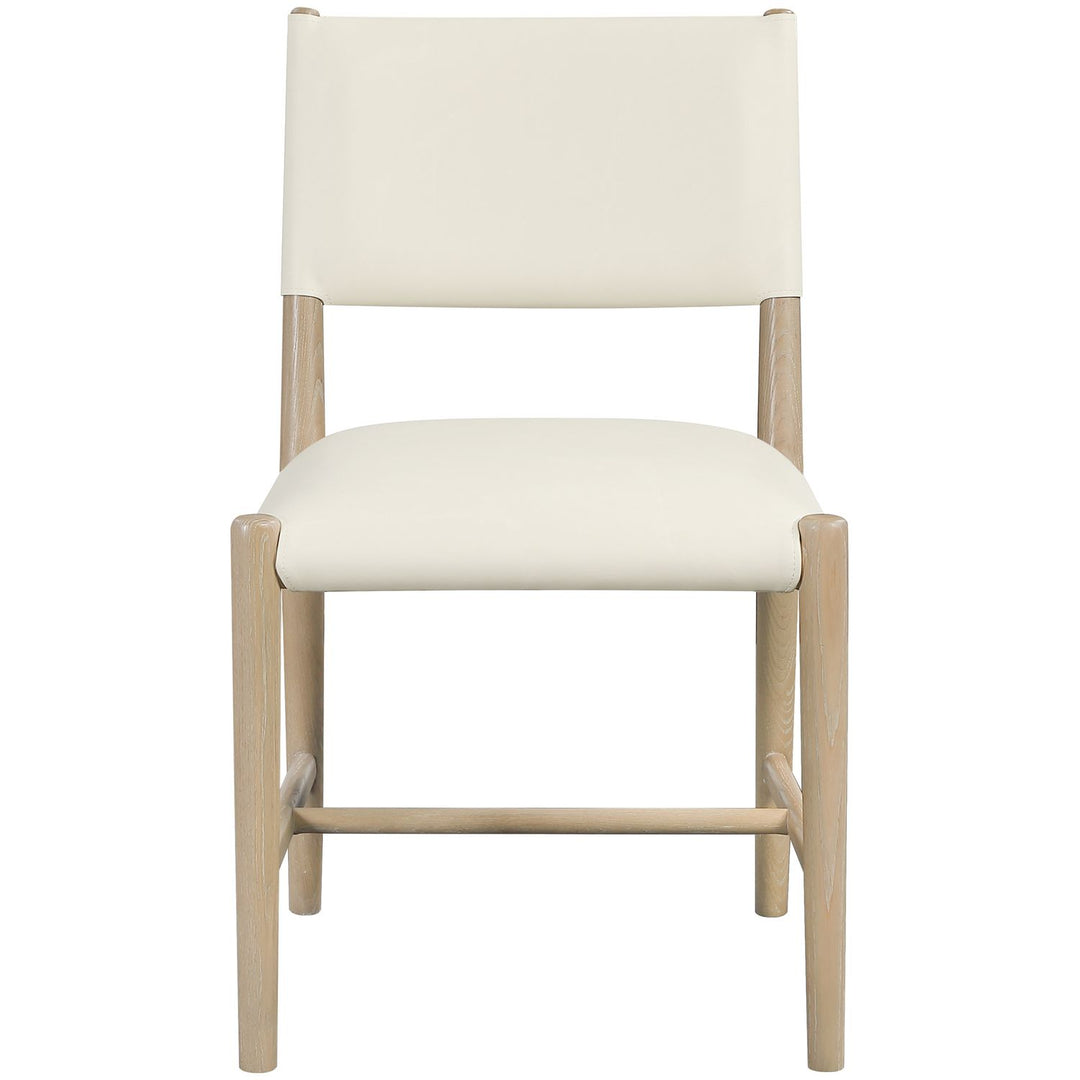 Andie Vegan Leather Upholstered Dining Chair — Cream / Stained Natural / White Cerusing