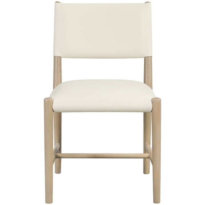 Andie Vegan Leather Upholstered Dining Chair — Cream / Stained Natural / White Cerusing