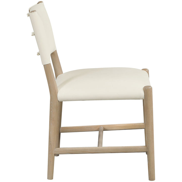 Andie Vegan Leather Upholstered Dining Chair — Cream / Stained Natural / White Cerusing
