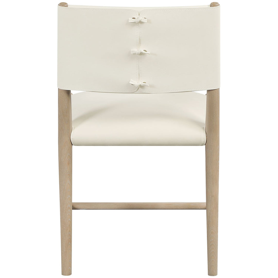 Andie Vegan Leather Upholstered Dining Chair — Cream / Stained Natural / White Cerusing
