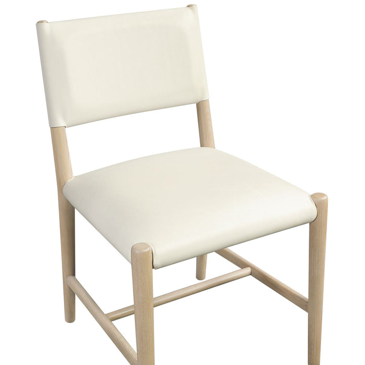Andie Vegan Leather Upholstered Dining Chair — Cream / Stained Natural / White Cerusing