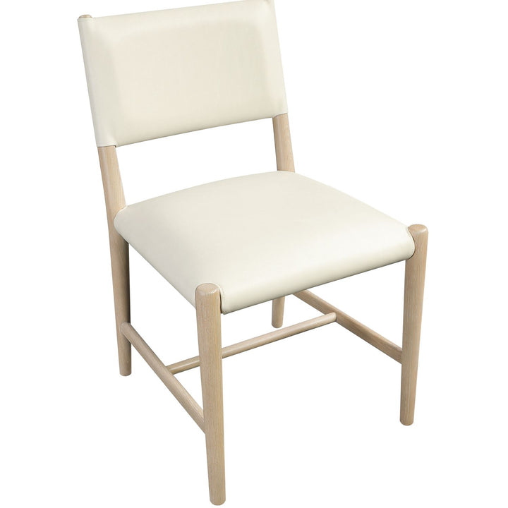 Andie Vegan Leather Upholstered Dining Chair — Cream / Stained Natural / White Cerusing