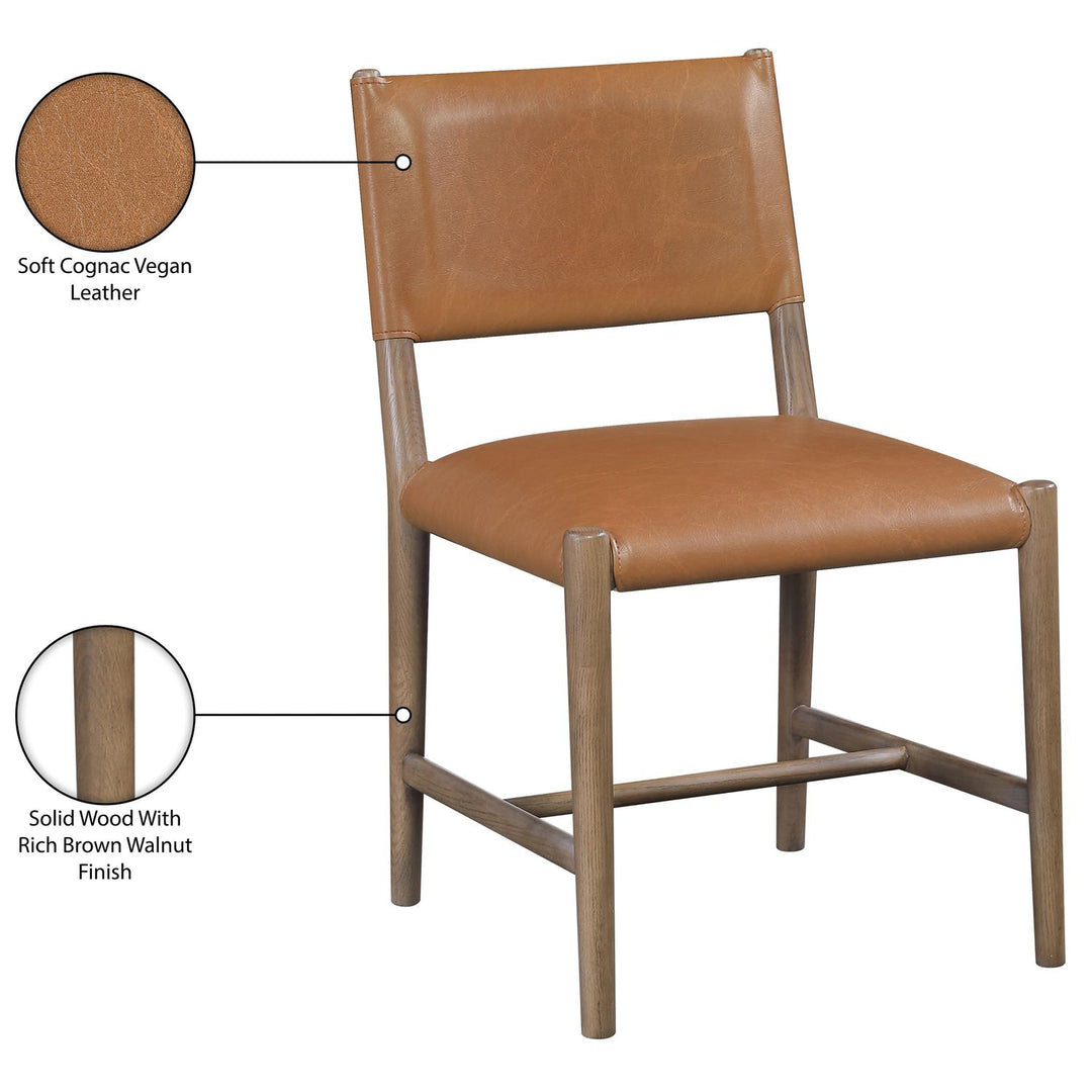 Andie Vegan Leather Upholstered Dining Chair — Cognac / Stained Brown