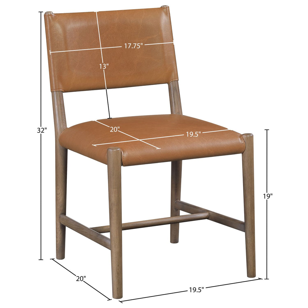 Andie Vegan Leather Upholstered Dining Chair — Cognac / Stained Brown