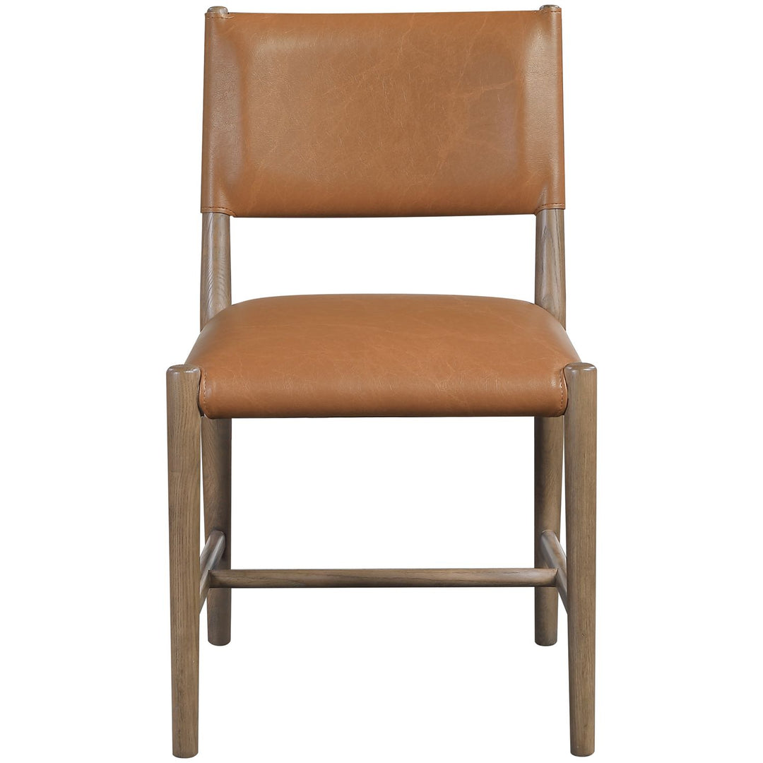Andie Vegan Leather Upholstered Dining Chair — Cognac / Stained Brown