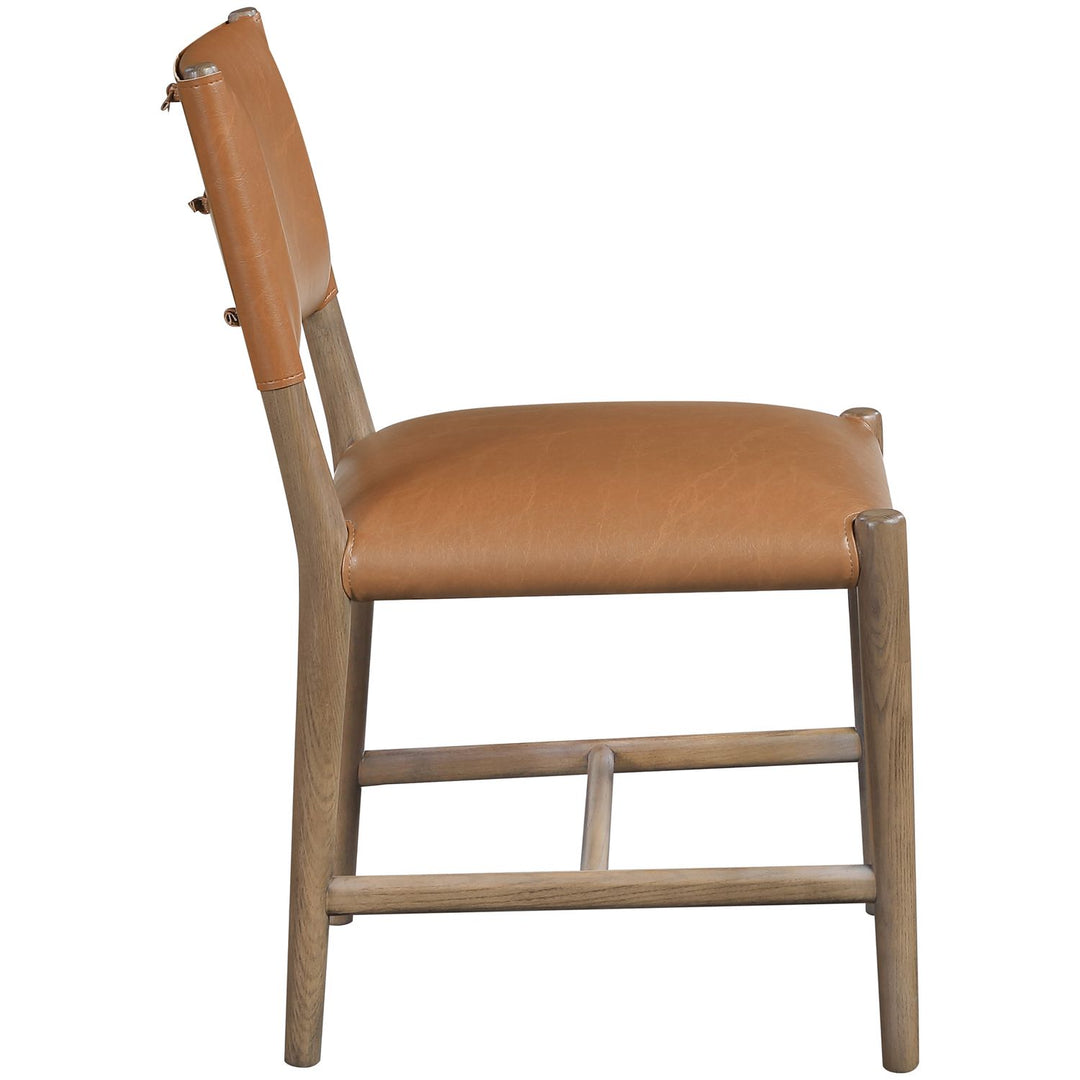 Andie Vegan Leather Upholstered Dining Chair — Cognac / Stained Brown