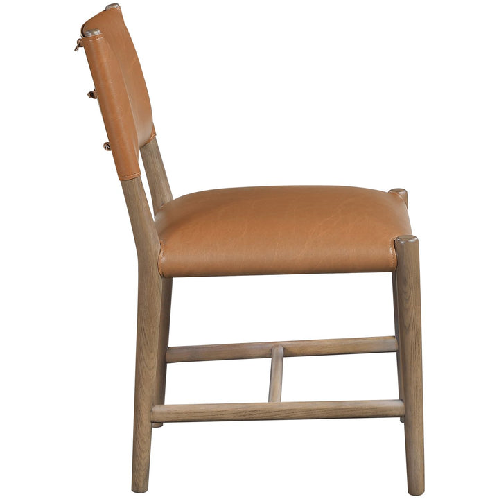 Andie Vegan Leather Upholstered Dining Chair — Cognac / Stained Brown