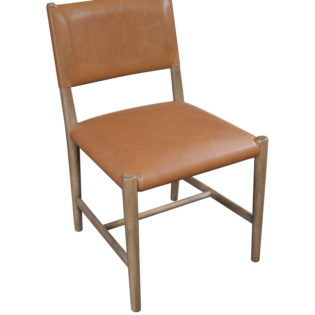 Andie Vegan Leather Upholstered Dining Chair — Cognac / Stained Brown
