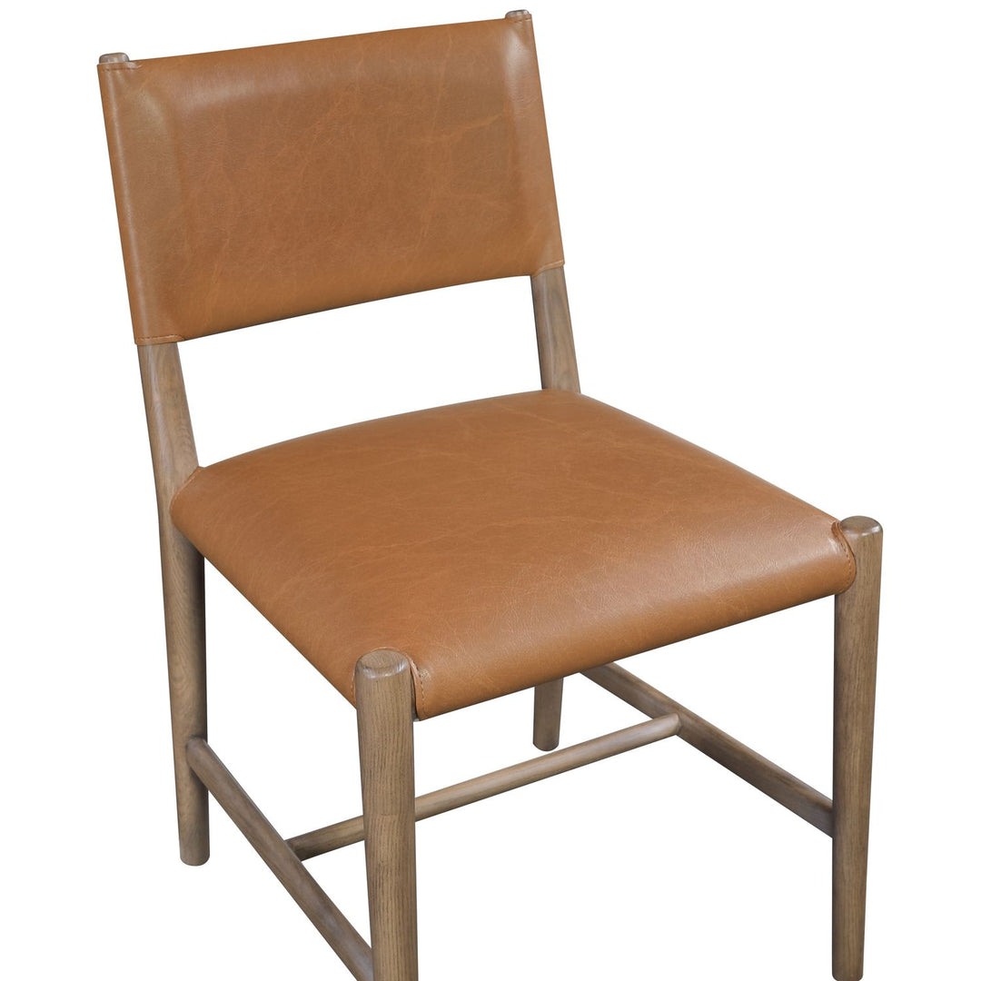 Andie Vegan Leather Upholstered Dining Chair — Cognac / Stained Brown