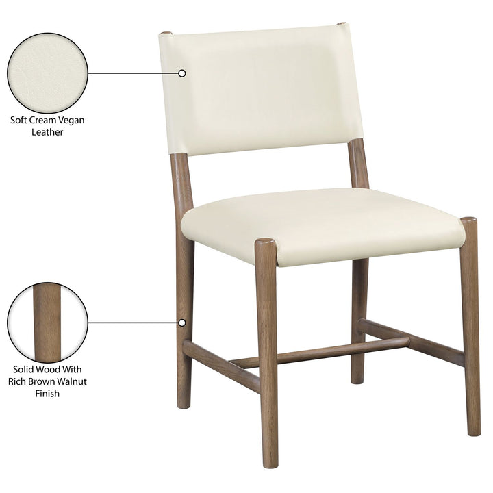 Andie Vegan Leather Upholstered Dining Chair — Cream / Stained Brown