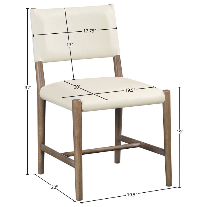 Andie Vegan Leather Upholstered Dining Chair — Cream / Stained Brown