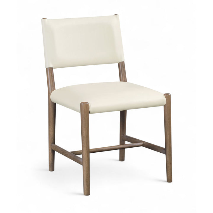 Andie Vegan Leather Upholstered Dining Chair — Cream / Stained Brown