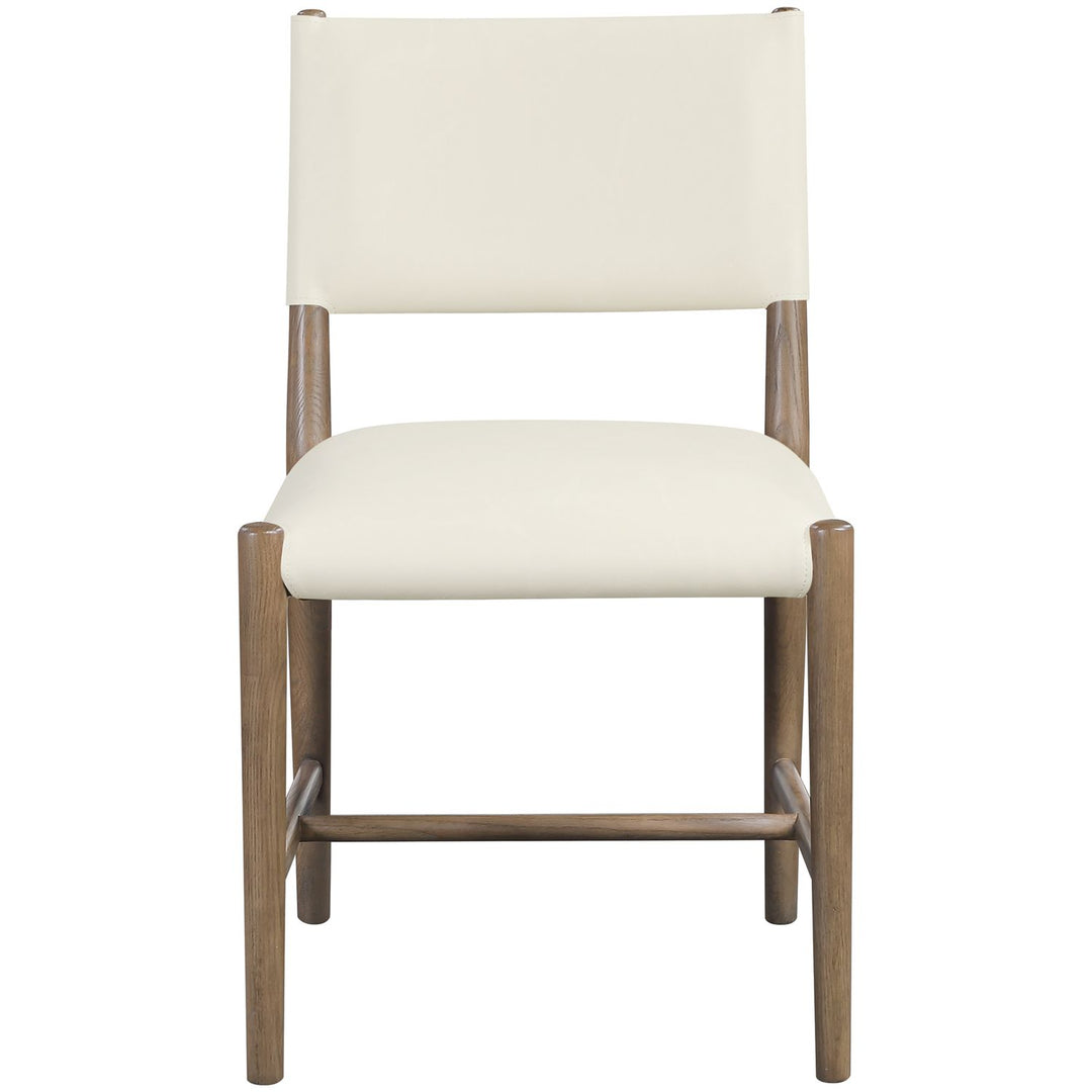 Andie Vegan Leather Upholstered Dining Chair — Cream / Stained Brown