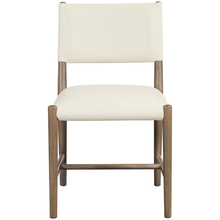 Andie Vegan Leather Upholstered Dining Chair — Cream / Stained Brown