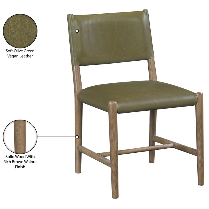 Andie Vegan Leather Upholstered Dining Chair — Olive / Stained Brown