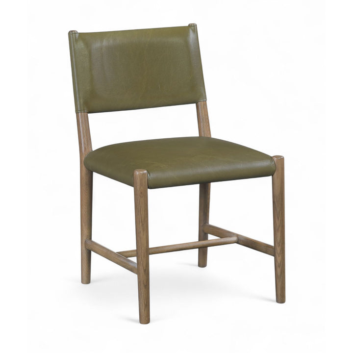 Andie Vegan Leather Upholstered Dining Chair — Olive / Stained Brown