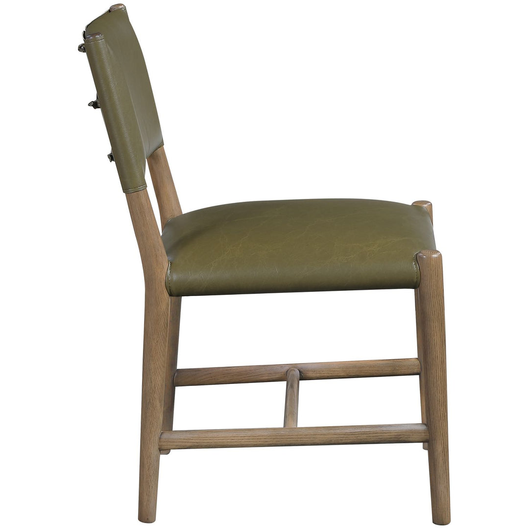 Andie Vegan Leather Upholstered Dining Chair — Olive / Stained Brown