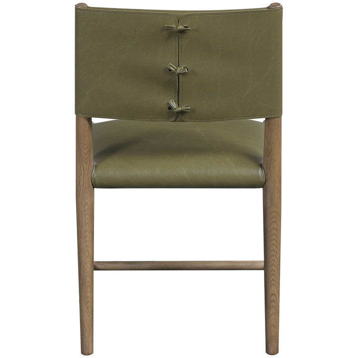 Andie Vegan Leather Upholstered Dining Chair — Olive / Stained Brown