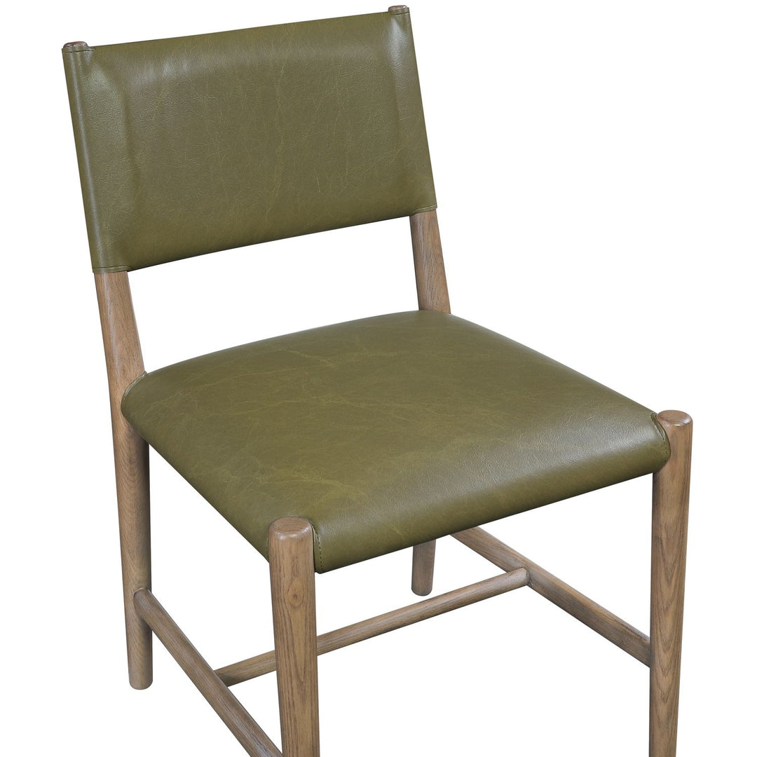 Andie Vegan Leather Upholstered Dining Chair — Olive / Stained Brown