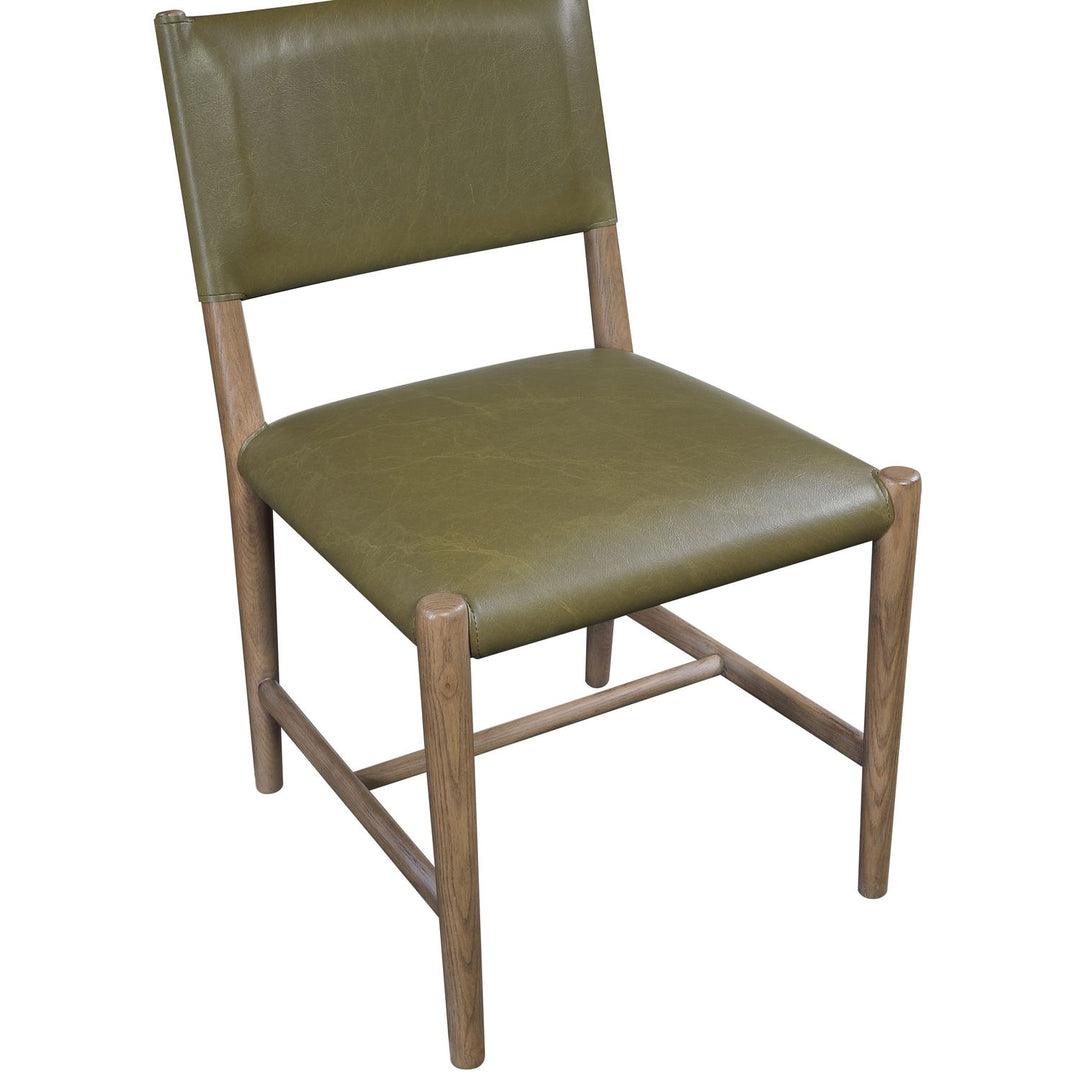 Andie Vegan Leather Upholstered Dining Chair — Olive / Stained Brown
