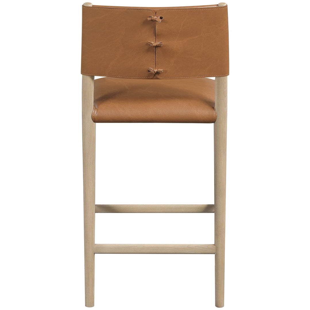 Andie Vegan Leather Upholstered Counter Stool — Cognac / Stained Natural / White Cerusing