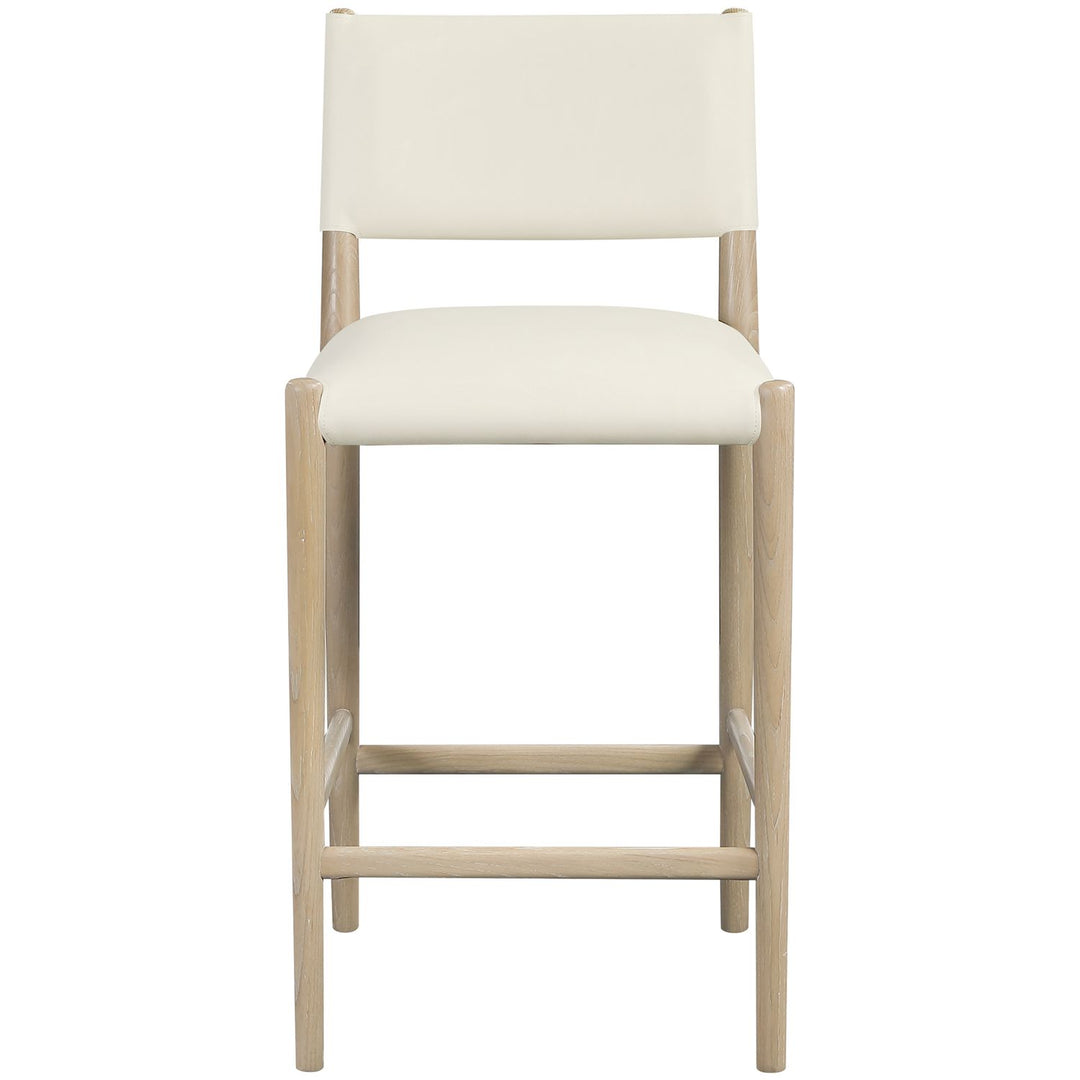 Andie Vegan Leather Upholstered Counter Stool — Cream / Stained Natural / White Cerusing
