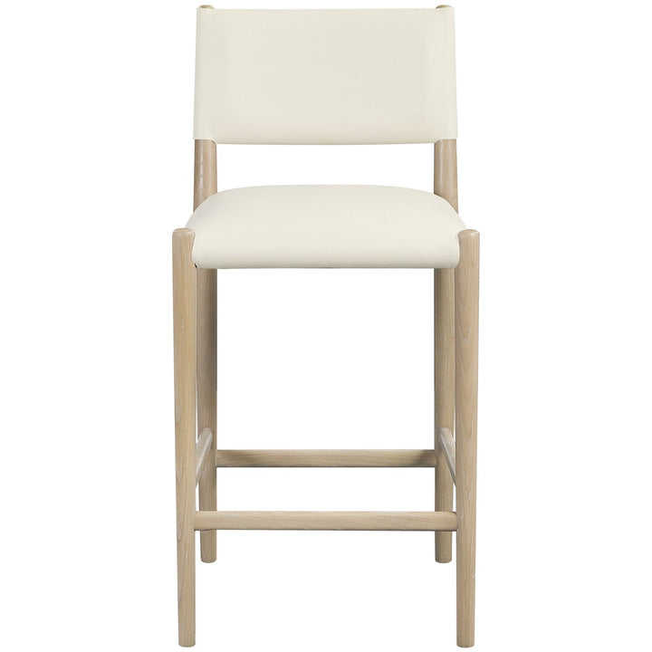 Andie Vegan Leather Upholstered Counter Stool — Cream / Stained Natural / White Cerusing