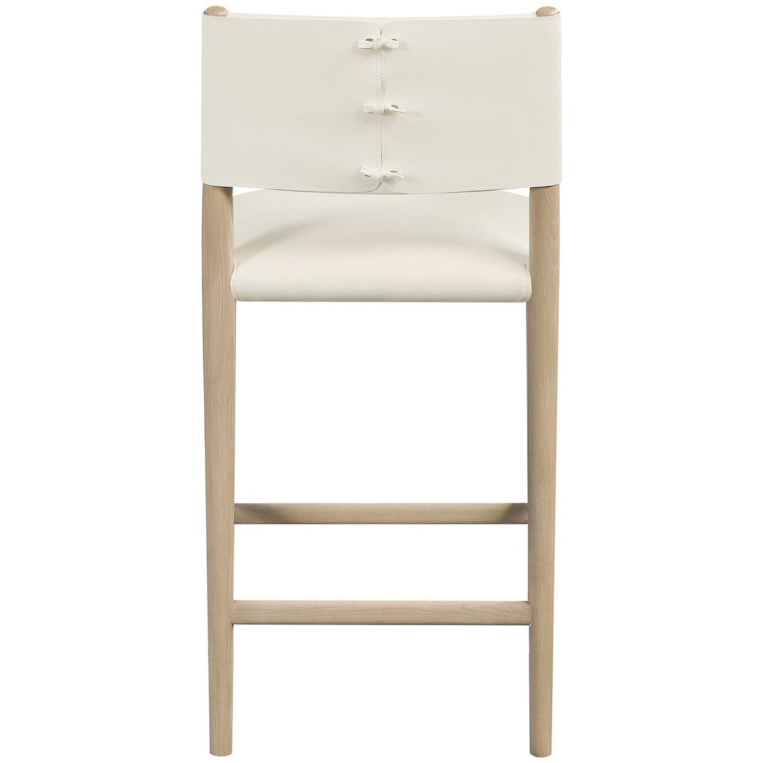 Andie Vegan Leather Upholstered Counter Stool — Cream / Stained Natural / White Cerusing