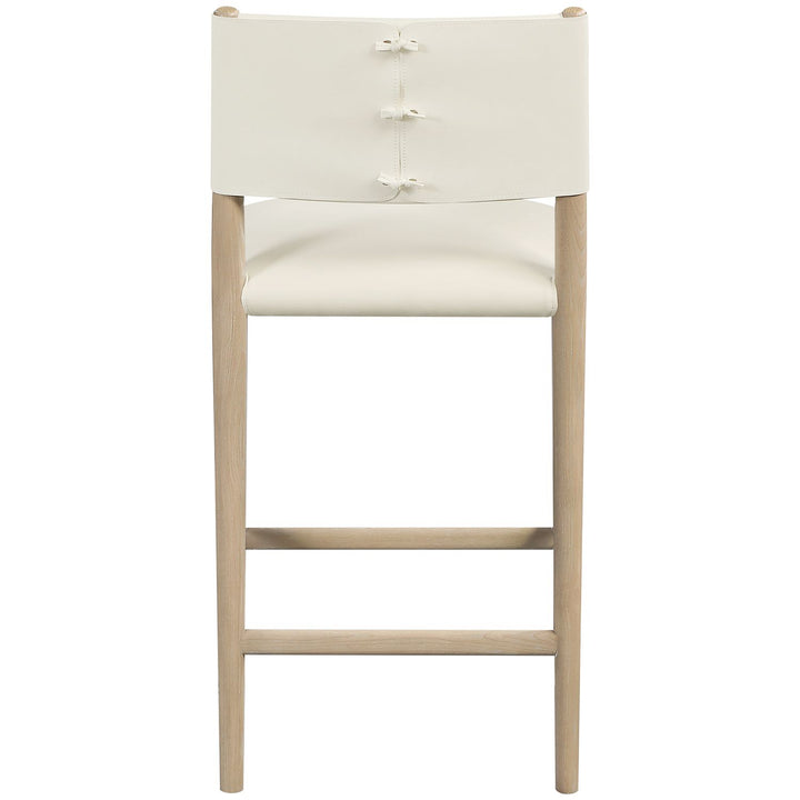 Andie Vegan Leather Upholstered Counter Stool — Cream / Stained Natural / White Cerusing