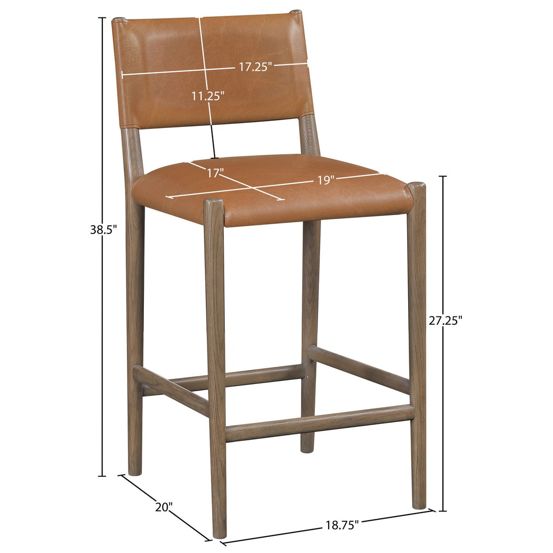 Andie Vegan Leather Upholstered Counter Stool — Cognac / Stained Brown