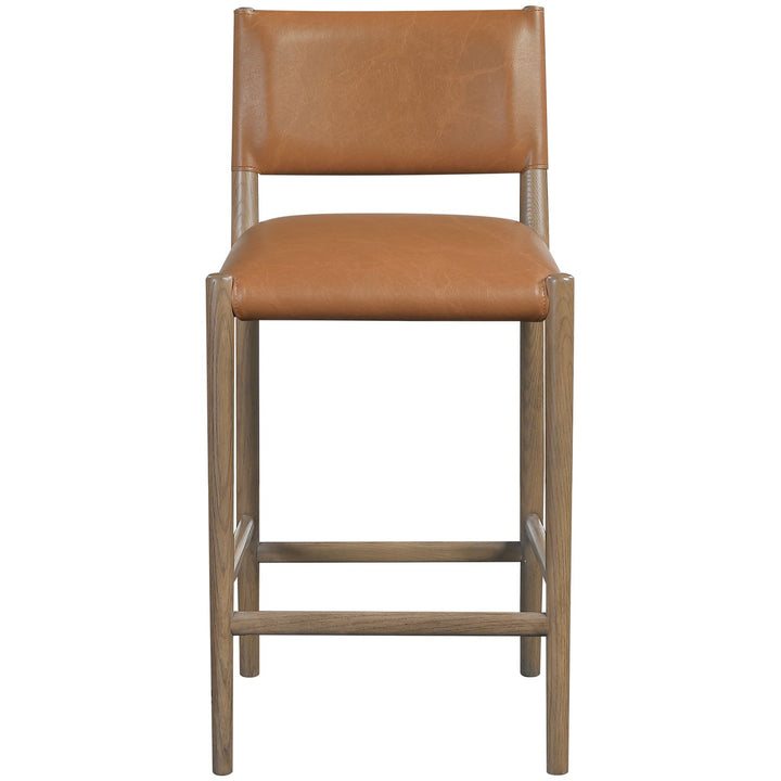Andie Vegan Leather Upholstered Counter Stool — Cognac / Stained Brown