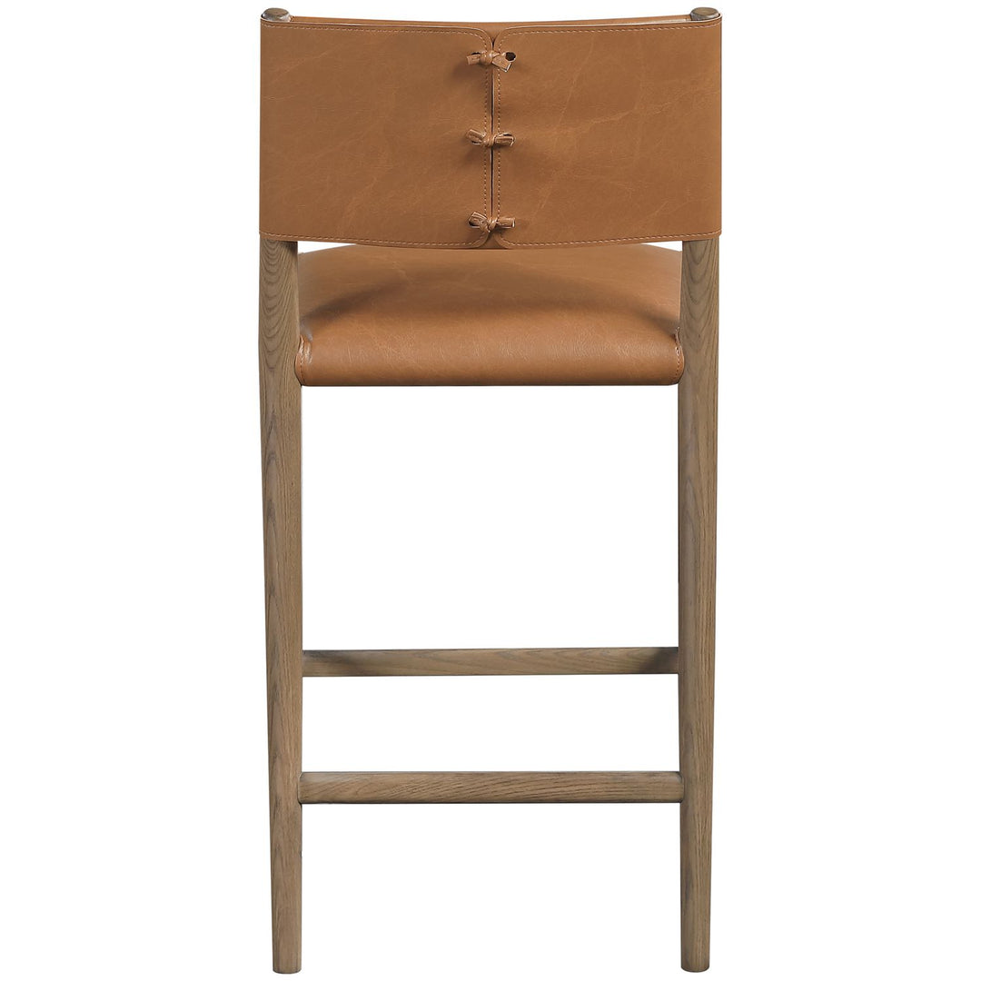 Andie Vegan Leather Upholstered Counter Stool — Cognac / Stained Brown