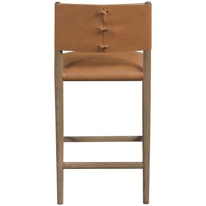 Andie Vegan Leather Upholstered Counter Stool — Cognac / Stained Brown