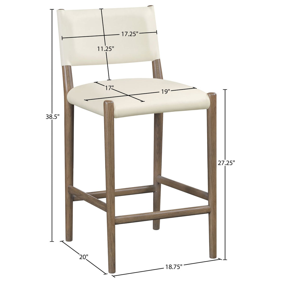 Andie Vegan Leather Upholstered Counter Stool — Cream / Stained Brown