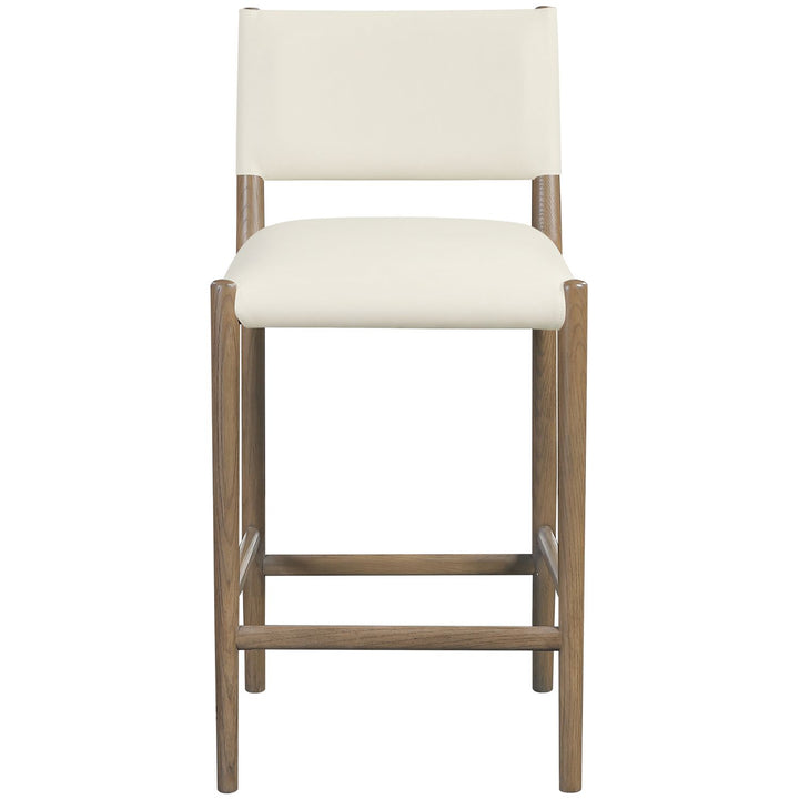 Andie Vegan Leather Upholstered Counter Stool — Cream / Stained Brown